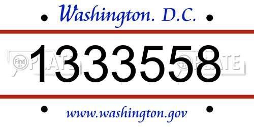 1333558 District Of Columbia License Plate