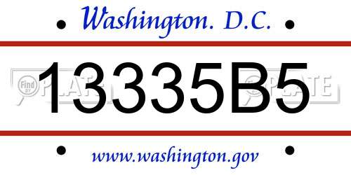 13335B5 District Of Columbia License Plate