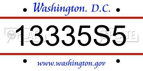 13335S5 District Of Columbia License Plate