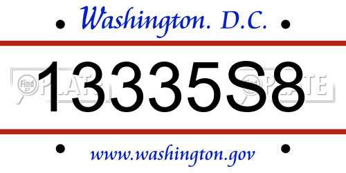 13335S8 District Of Columbia License Plate