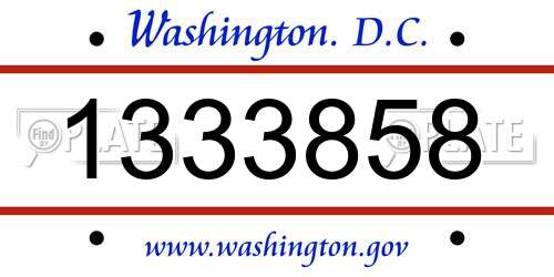 1333858 District Of Columbia License Plate