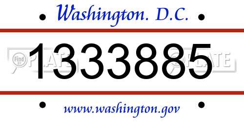 1333885 District Of Columbia License Plate