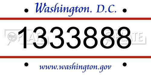 1333888 District Of Columbia License Plate