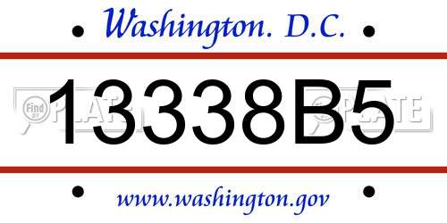 13338B5 District Of Columbia License Plate