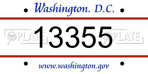 13355 District Of Columbia License Plate
