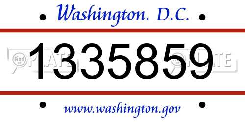 1335859 District Of Columbia License Plate
