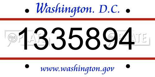 1335894 District Of Columbia License Plate