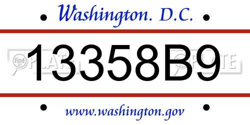 13358B9 District Of Columbia License Plate