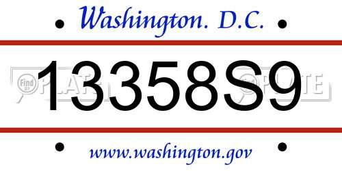 13358S9 District Of Columbia License Plate