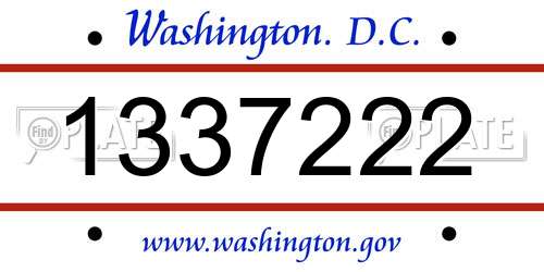 1337222 District Of Columbia License Plate