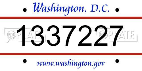 1337227 District Of Columbia License Plate