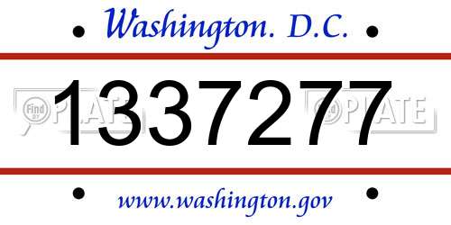 1337277 District Of Columbia License Plate