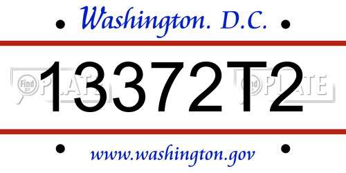 13372T2 District Of Columbia License Plate
