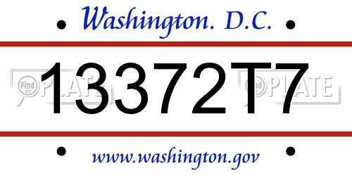 13372T7 District Of Columbia License Plate
