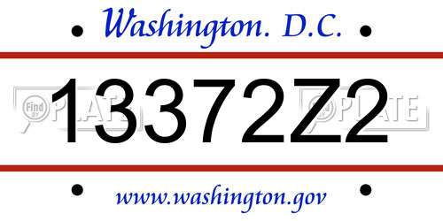 13372Z2 District Of Columbia License Plate
