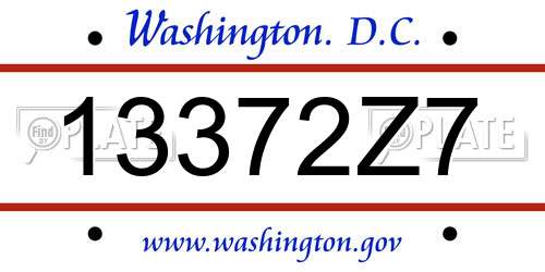 13372Z7 District Of Columbia License Plate