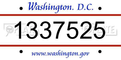 1337525 District Of Columbia License Plate