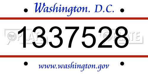 1337528 District Of Columbia License Plate