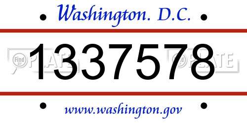 1337578 District Of Columbia License Plate