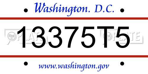 13375T5 District Of Columbia License Plate