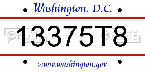 13375T8 District Of Columbia License Plate