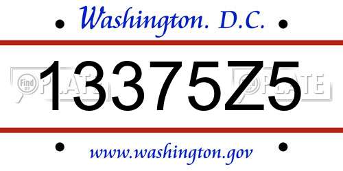 13375Z5 District Of Columbia License Plate