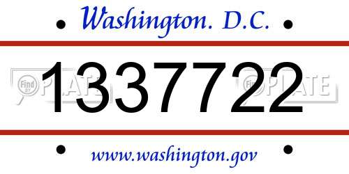 1337722 District Of Columbia License Plate