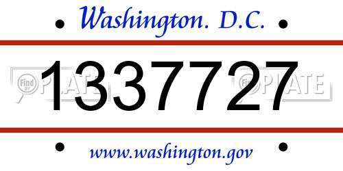 1337727 District Of Columbia License Plate