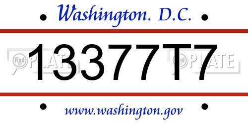 13377T7 District Of Columbia License Plate