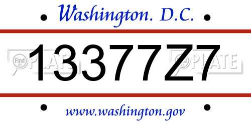 13377Z7 District Of Columbia License Plate