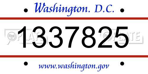 1337825 District Of Columbia License Plate