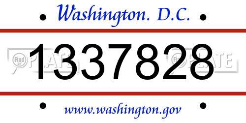 1337828 District Of Columbia License Plate