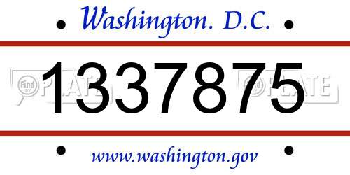 1337875 District Of Columbia License Plate