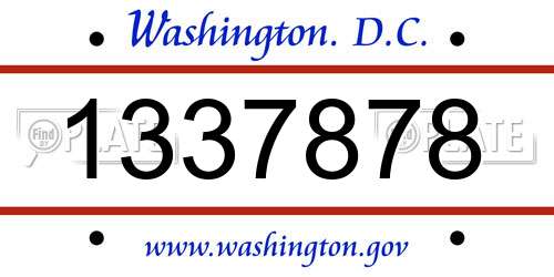 1337878 District Of Columbia License Plate