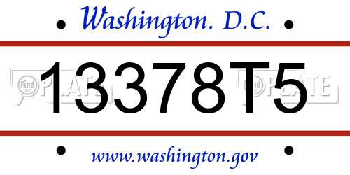 13378T5 District Of Columbia License Plate