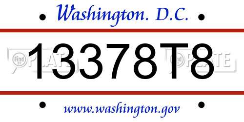 13378T8 District Of Columbia License Plate