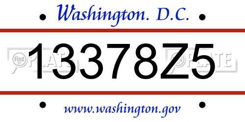 13378Z5 District Of Columbia License Plate