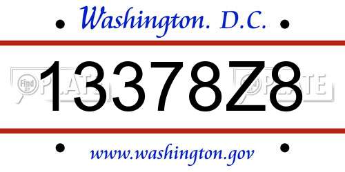 13378Z8 District Of Columbia License Plate