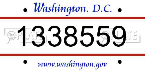 1338559 District Of Columbia License Plate