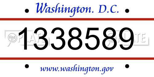 1338589 District Of Columbia License Plate