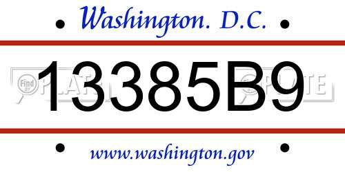 13385B9 District Of Columbia License Plate