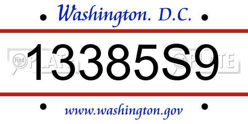 13385S9 District Of Columbia License Plate