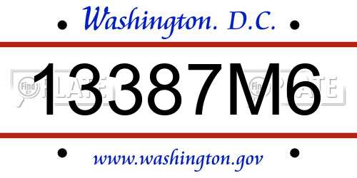 13387M6 District Of Columbia License Plate