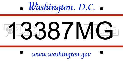 13387MG District Of Columbia License Plate
