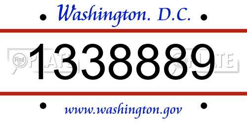 1338889 District Of Columbia License Plate