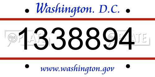 1338894 District Of Columbia License Plate