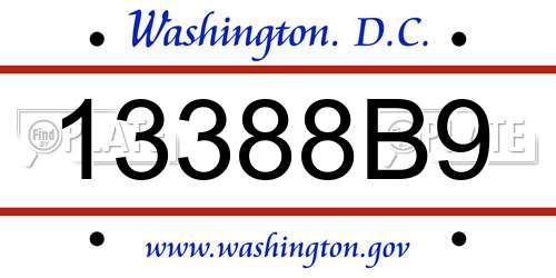 13388B9 District Of Columbia License Plate
