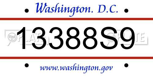 13388S9 District Of Columbia License Plate