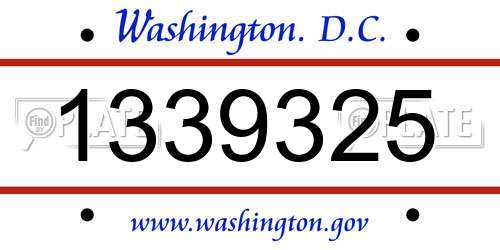 1339325 District Of Columbia License Plate