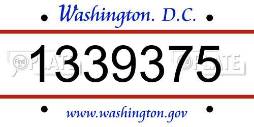 1339375 District Of Columbia License Plate
